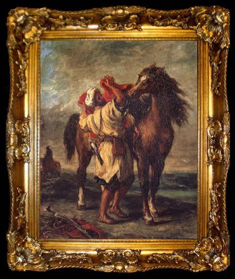 framed  Eugene Delacroix Arab Sadding His Horse, ta009-2